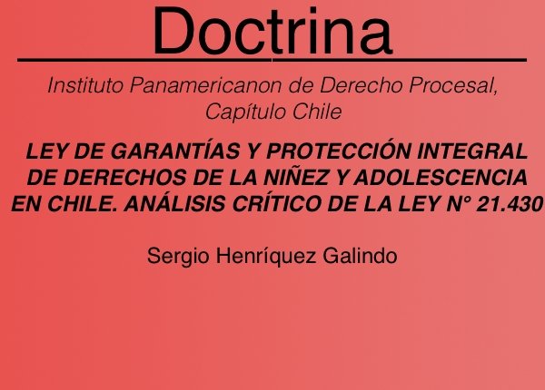 Ley de Garantías y Protección Integral de Derechos de la Niñez y Adolescencia en Chile - Sergio Henríquez Galindo